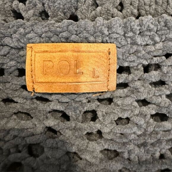 POL Chenille Open Knit Sweater Drop Shoulder Dark Gray Stretchy Size Large - Picture 6 of 11